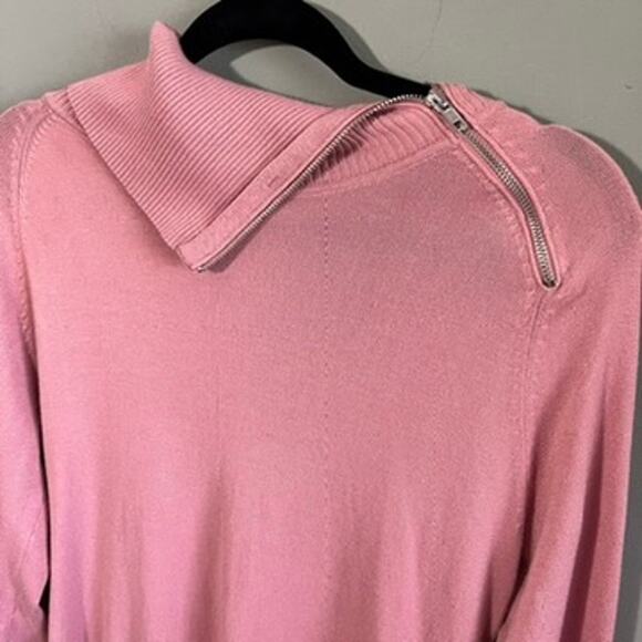 New York & Co NWT Women's Asymmetrical Zip Pink Chic Tunic Sweater, Size Small - Picture 3 of 11